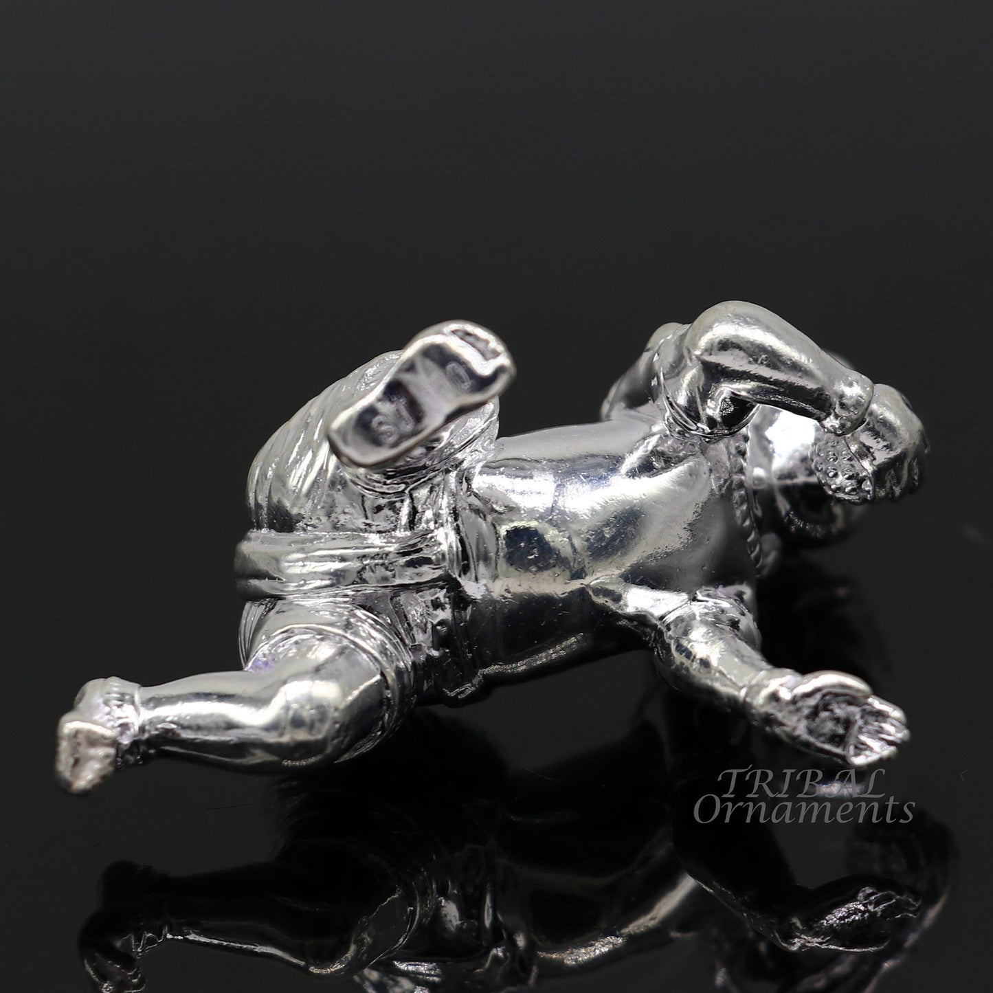 925 Sterling silver Idol Krishna Bal Gopala crawling Krishna statue figurine, child krishna laddu gopala sculpture, silver article art580 - TRIBAL ORNAMENTS