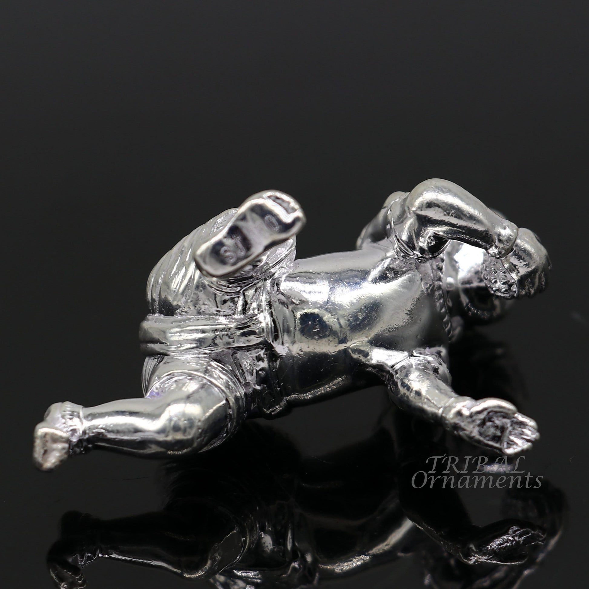925 Sterling silver Idol Krishna Bal Gopala crawling Krishna statue figurine, child krishna laddu gopala sculpture, silver article art580 - TRIBAL ORNAMENTS