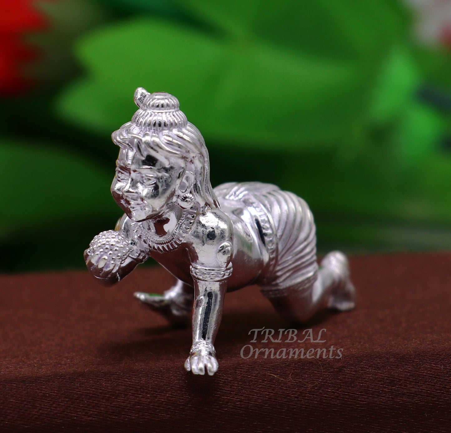 925 Sterling silver Idol Krishna Bal Gopala crawling Krishna statue figurine, child krishna laddu gopala sculpture, silver article art582 - TRIBAL ORNAMENTS