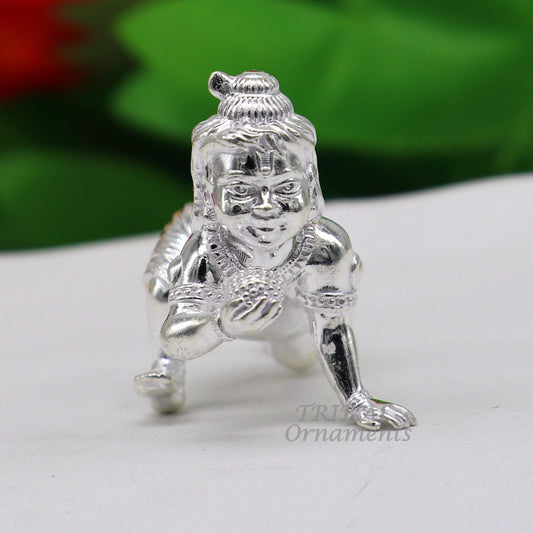 925 Sterling silver Idol Krishna Bal Gopala crawling Krishna statue figurine, child krishna laddu gopala sculpture, silver article art582 - TRIBAL ORNAMENTS