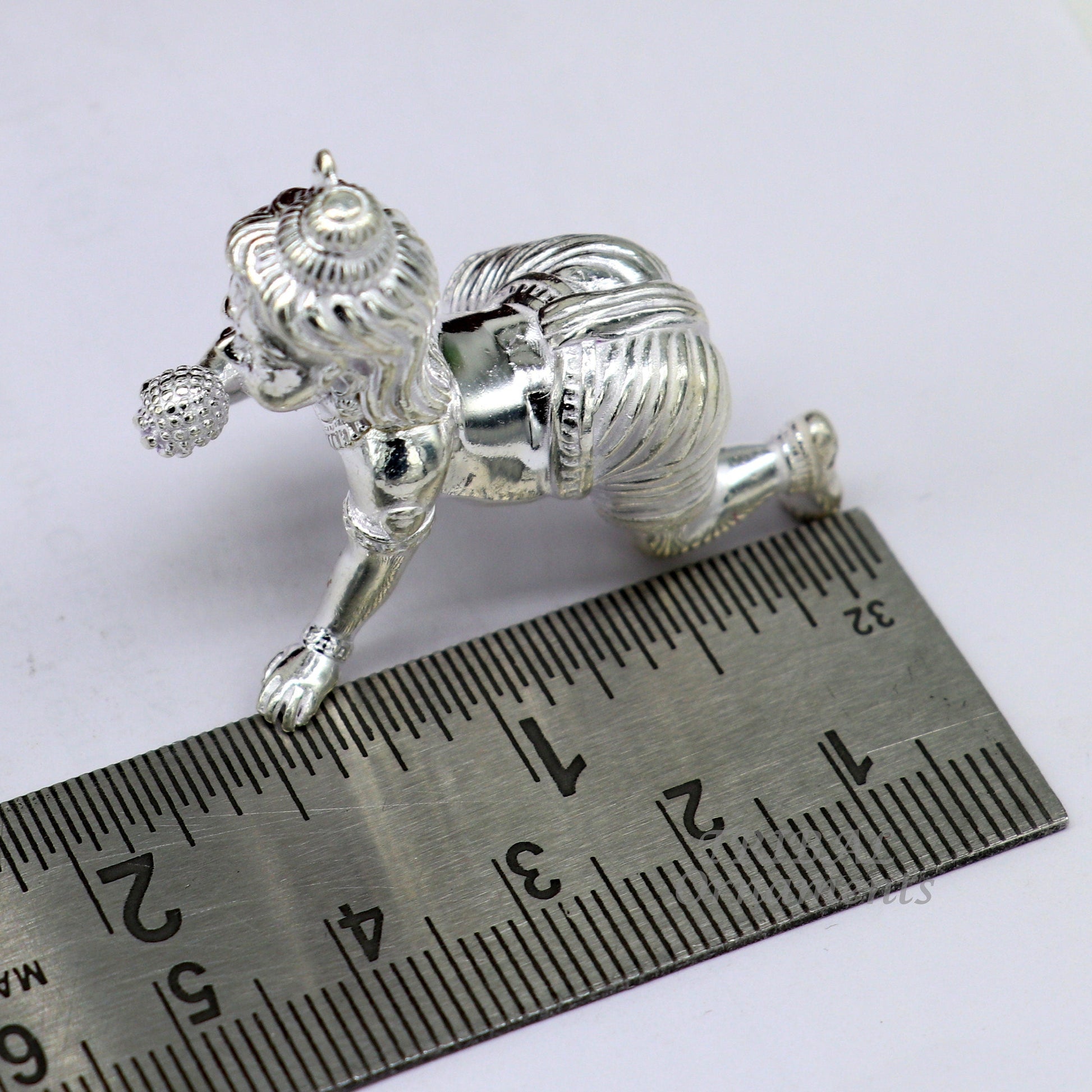 925 Sterling silver Idol Krishna Bal Gopala crawling Krishna statue figurine, child krishna laddu gopala sculpture, silver article art582 - TRIBAL ORNAMENTS