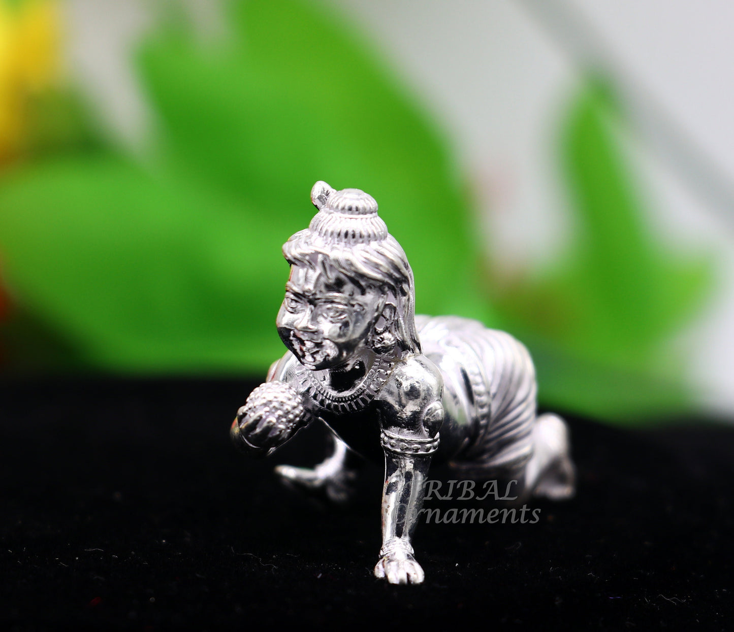 925 Sterling silver Idol Krishna Bal Gopala crawling Krishna statue figurine, child krishna laddu gopala sculpture, silver article art582 - TRIBAL ORNAMENTS
