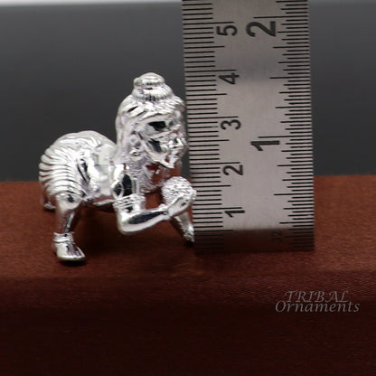 925 Sterling silver Idol Krishna Bal Gopala crawling Krishna statue figurine, child krishna laddu gopala sculpture, silver article art583 - TRIBAL ORNAMENTS