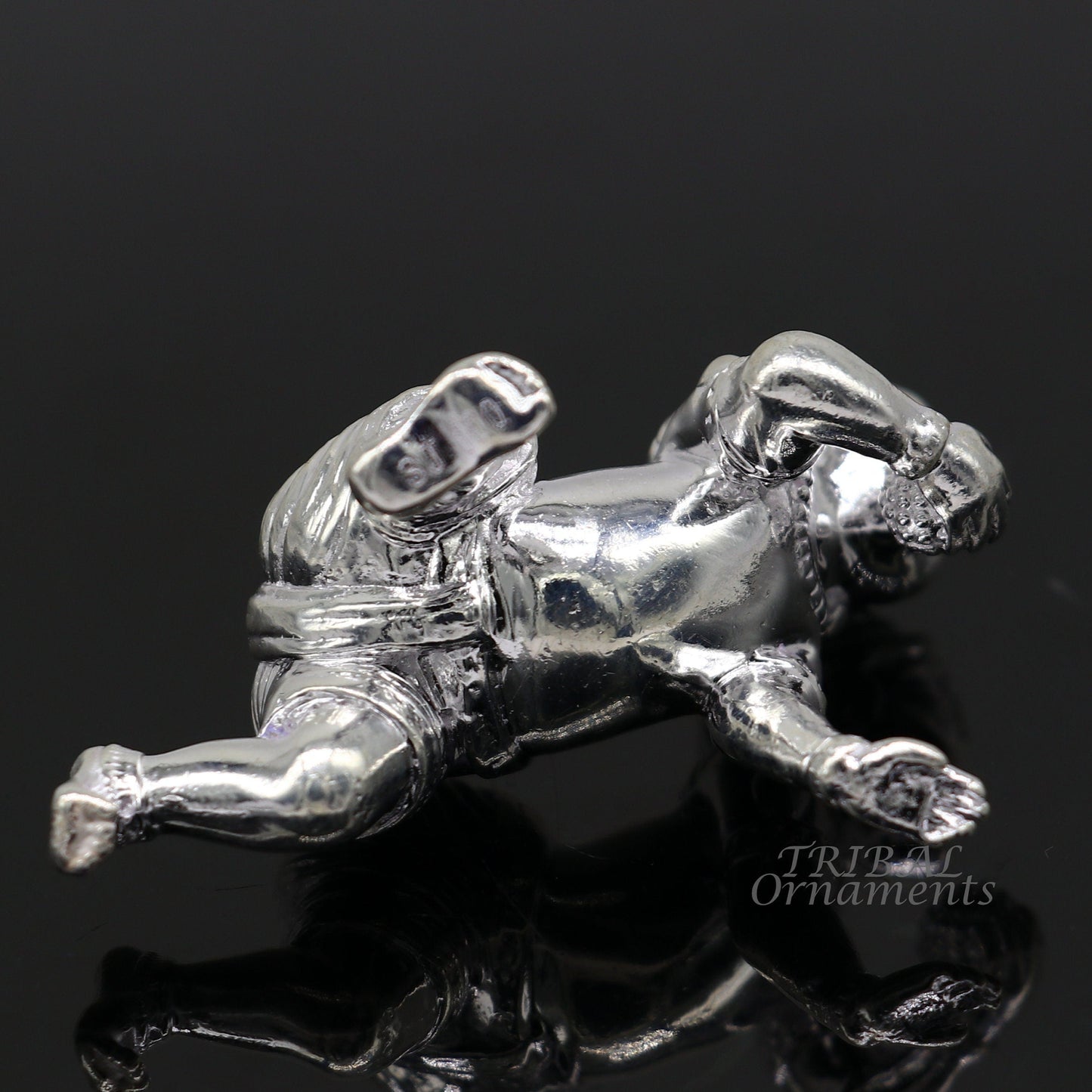 925 Sterling silver Idol Krishna Bal Gopala crawling Krishna statue figurine, child krishna laddu gopala sculpture, silver article art583 - TRIBAL ORNAMENTS