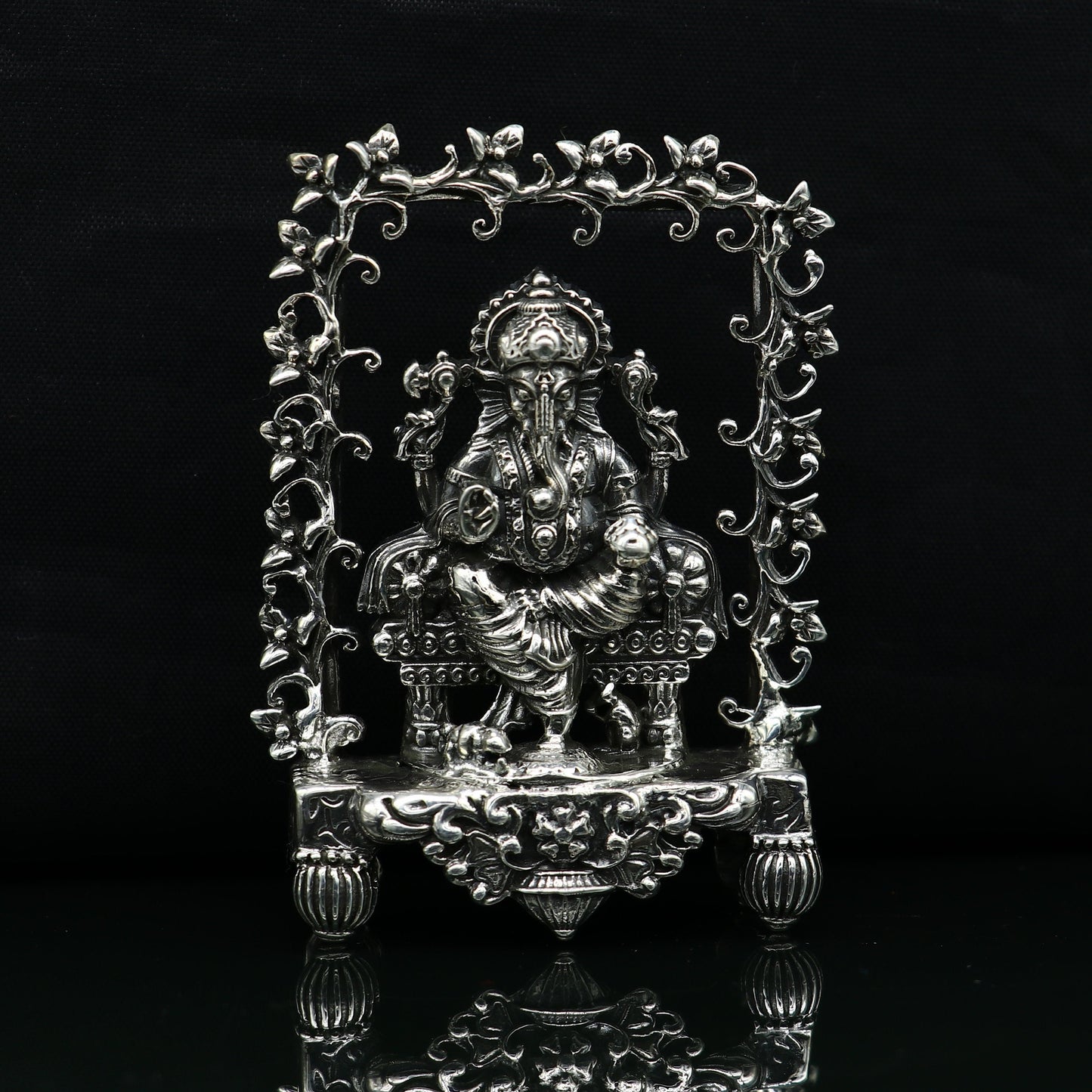 925 Sterling silver Idol lord Ganesha, Pooja puja Articles, Indian Silver Idols, handcrafted Ganesh statue sculpture amazing gifting Art04 - TRIBAL ORNAMENTS