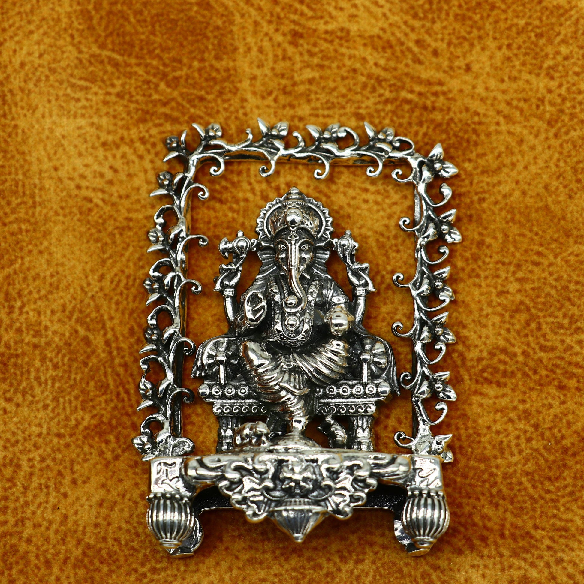 925 Sterling silver Idol lord Ganesha, Pooja puja Articles, Indian Silver Idols, handcrafted Ganesh statue sculpture amazing gifting Art04 - TRIBAL ORNAMENTS