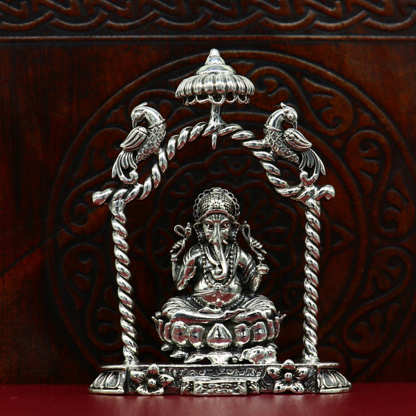 925 Sterling silver Idol lord Ganesha, Pooja puja Articles, Indian Silver Idols, handcrafted Ganesh statue sculpture amazing gifting Art05 - TRIBAL ORNAMENTS
