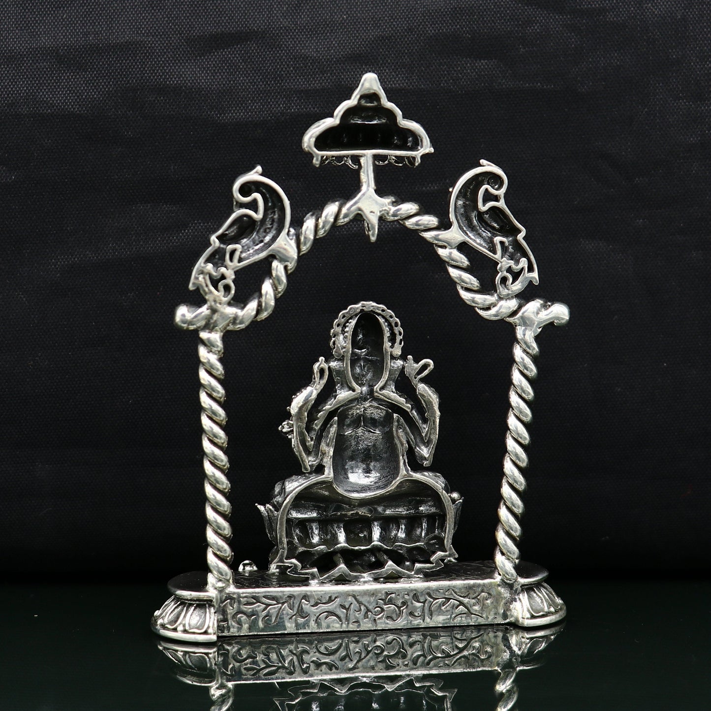925 Sterling silver Idol lord Ganesha, Pooja puja Articles, Indian Silver Idols, handcrafted Ganesh statue sculpture amazing gifting Art05 - TRIBAL ORNAMENTS
