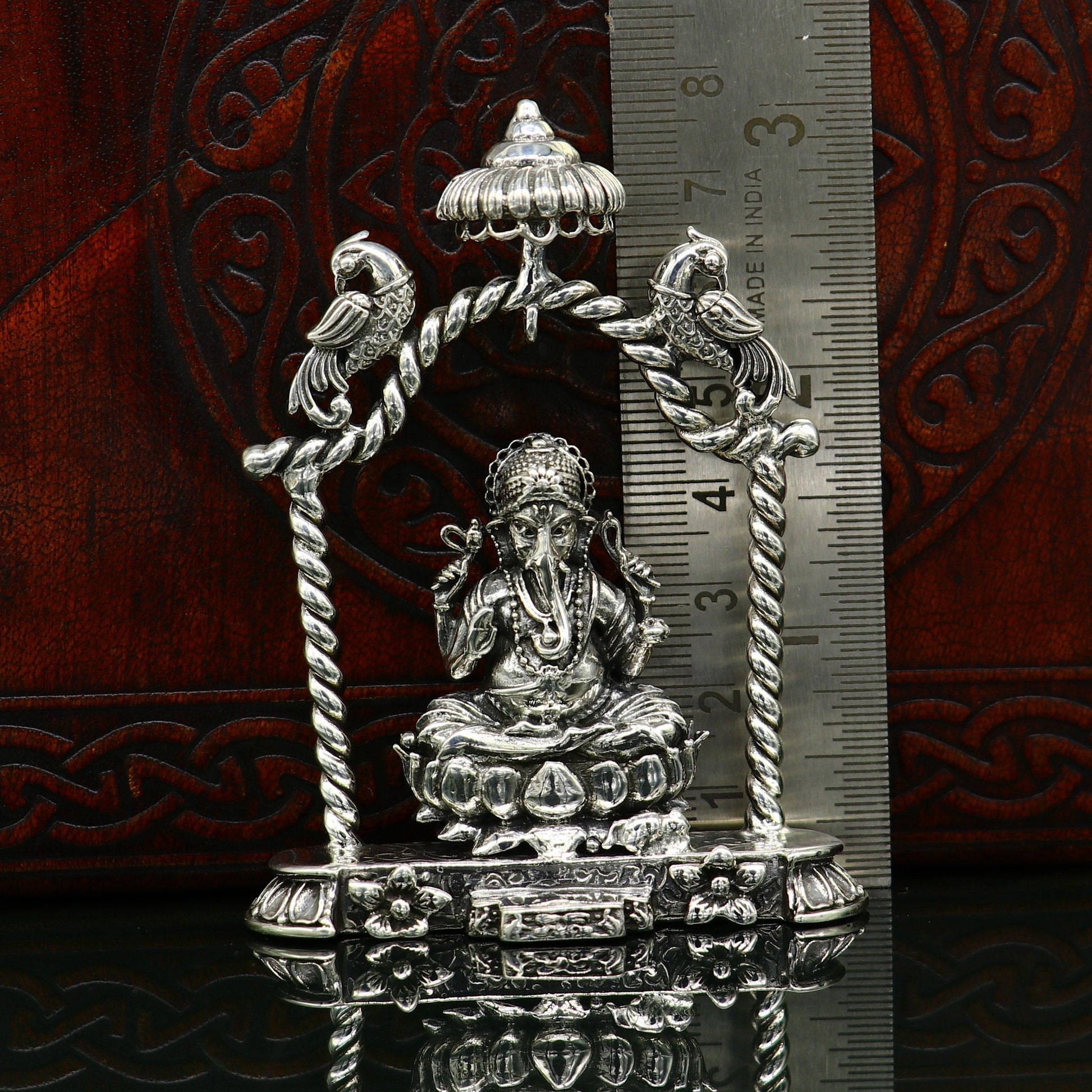 925 Sterling silver Idol lord Ganesha, Pooja puja Articles, Indian Silver Idols, handcrafted Ganesh statue sculpture amazing gifting Art05 - TRIBAL ORNAMENTS