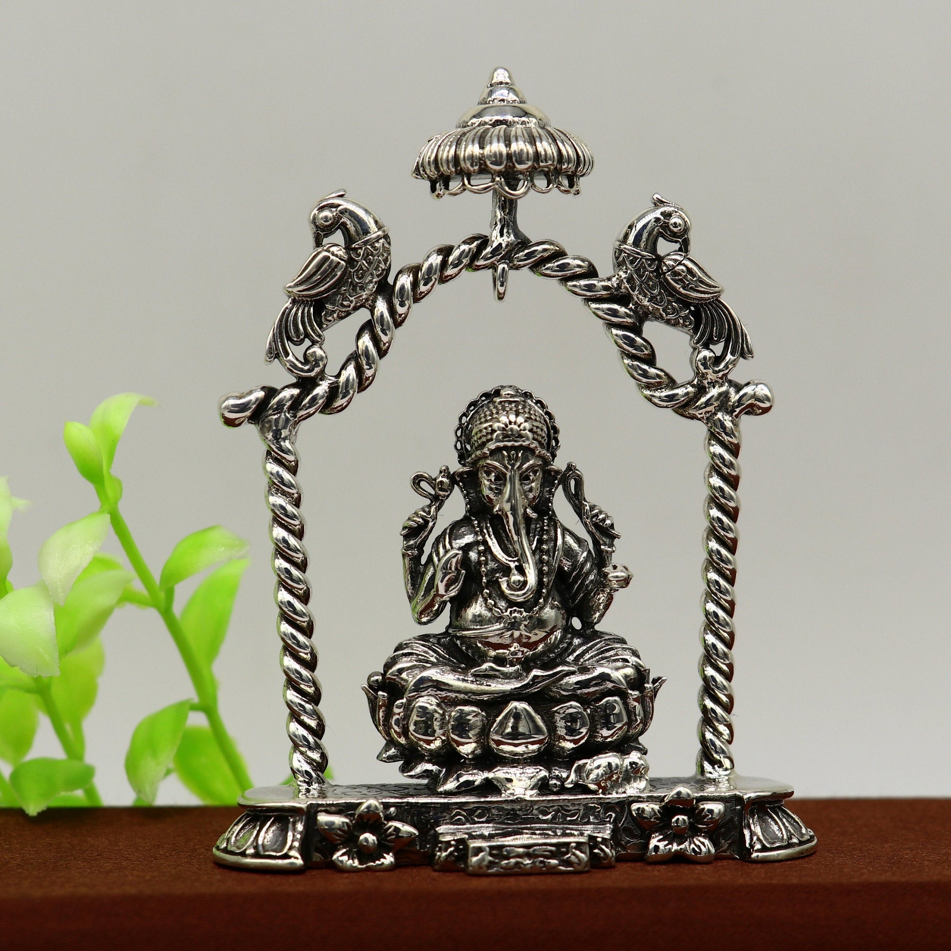 925 Sterling silver Idol lord Ganesha, Pooja puja Articles, Indian Silver Idols, handcrafted Ganesh statue sculpture amazing gifting Art05 - TRIBAL ORNAMENTS