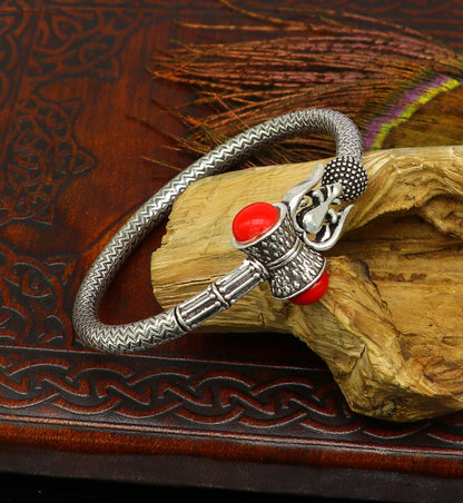 925 sterling silver idol shiva trident or trishul bange, super customized gift Babubali bangle kada bracelet unisex designer jewelry nssk302 - TRIBAL ORNAMENTS