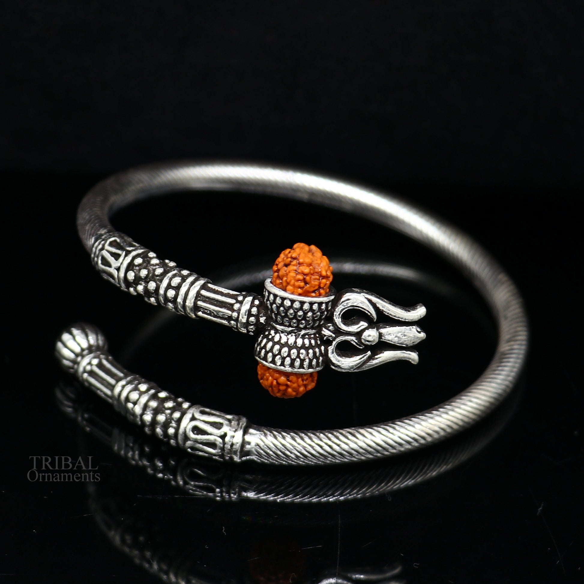 925 sterling silver idol shiva trident or trishul bangle, pretty customized Babubali bangle kada bracelet unisex designer jewelry nssk676 - TRIBAL ORNAMENTS