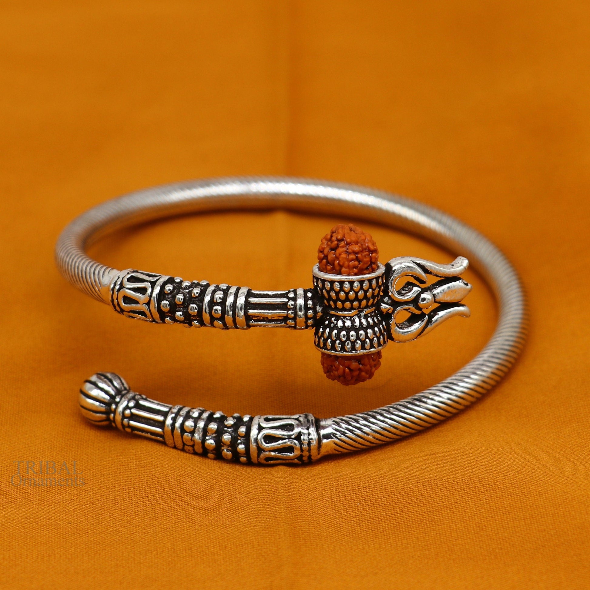 925 sterling silver idol shiva trident or trishul bangle, pretty customized Babubali bangle kada bracelet unisex designer jewelry nssk676 - TRIBAL ORNAMENTS