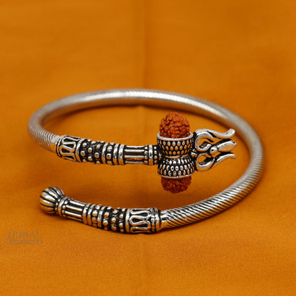 925 sterling silver idol shiva trident or trishul bangle, pretty customized Babubali bangle kada bracelet unisex designer jewelry nssk676 - TRIBAL ORNAMENTS