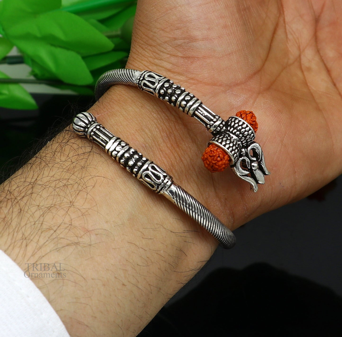 925 sterling silver idol shiva trident or trishul bangle, pretty customized Babubali bangle kada bracelet unisex designer jewelry nssk676 - TRIBAL ORNAMENTS