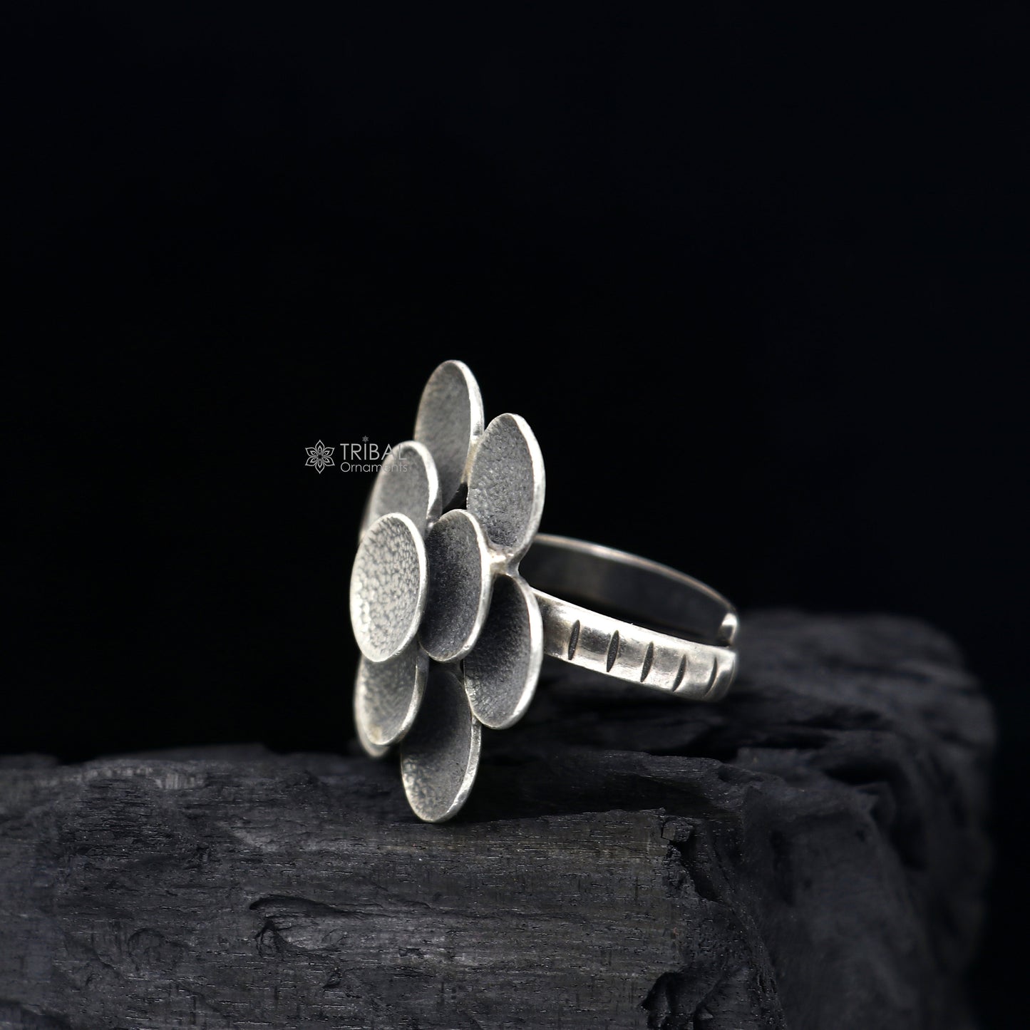 925 Sterling silver Indian Cultural design handmade silver vintage flower style adjustable ring indian tribal belly dance jewelry sr398 - TRIBAL ORNAMENTS