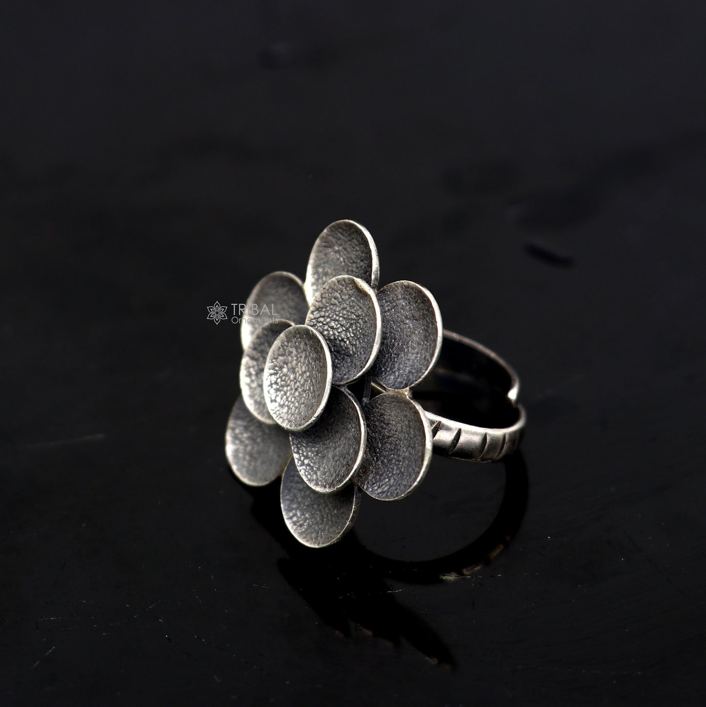 925 Sterling silver Indian Cultural design handmade silver vintage flower style adjustable ring indian tribal belly dance jewelry sr398 - TRIBAL ORNAMENTS