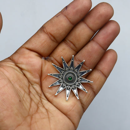 Handmade 925 sterling silver Indian tribal ring with vintage design, adjustable fit, featuring ethnic and belly dance jewelry details.