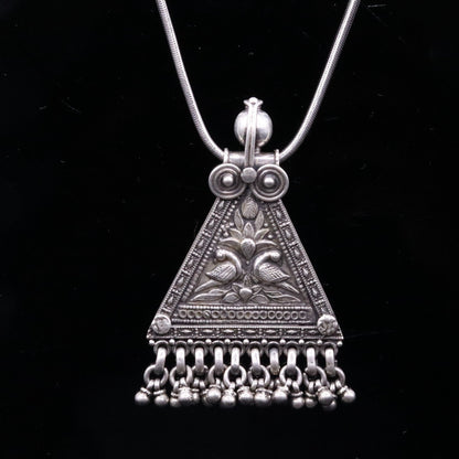 925 Sterling silver large drop dangle charm pendant, peacock pendant tribal ethnic necklace, wedding party gifting boho jewelry india nsp355 - TRIBAL ORNAMENTS