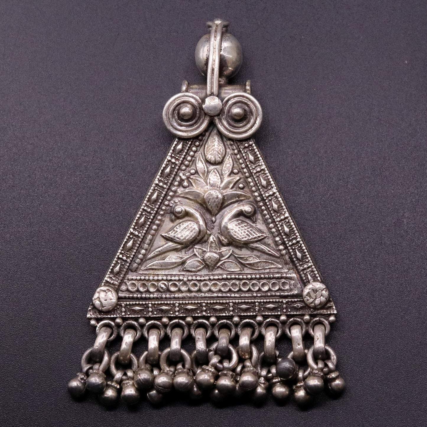 925 Sterling silver large drop dangle charm pendant, peacock pendant tribal ethnic necklace, wedding party gifting boho jewelry india nsp355 - TRIBAL ORNAMENTS