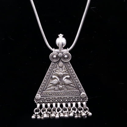 925 Sterling silver large drop dangle charm pendant, peacock pendant tribal ethnic necklace, wedding party gifting boho jewelry india nsp355 - TRIBAL ORNAMENTS