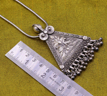 925 Sterling silver large drop dangle charm pendant, peacock pendant tribal ethnic necklace, wedding party gifting boho jewelry india nsp355 - TRIBAL ORNAMENTS