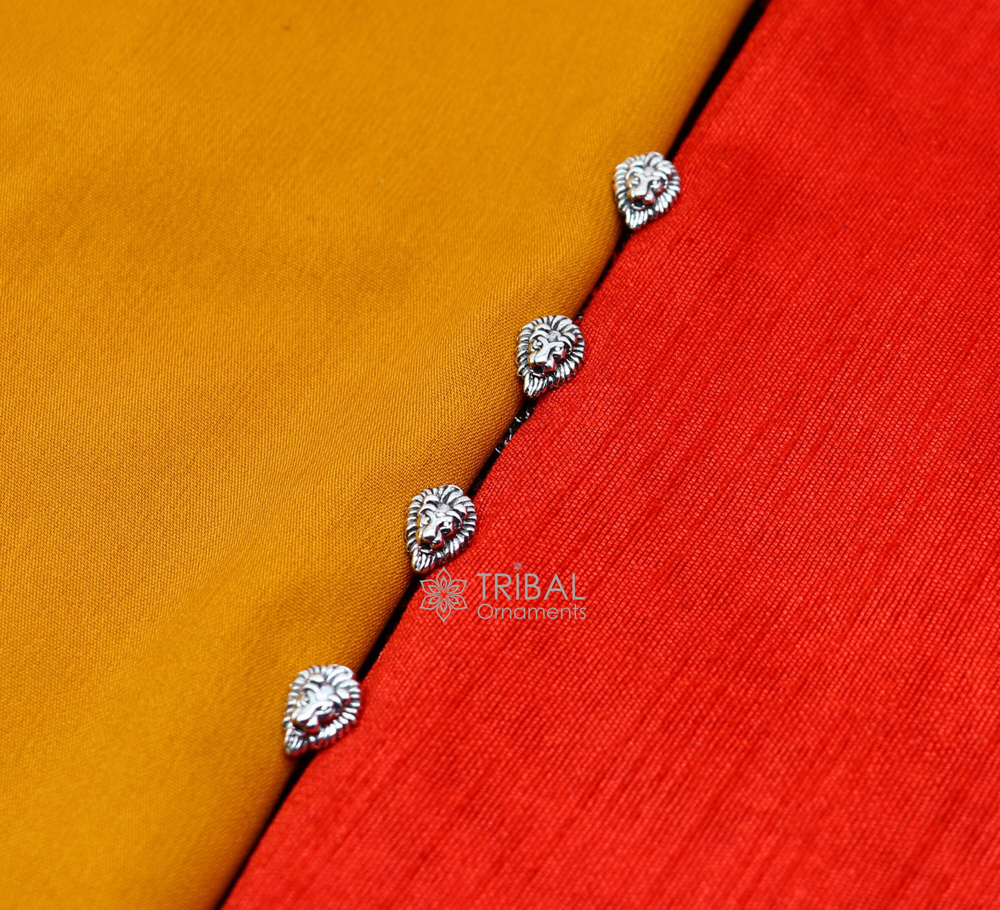 925 Sterling Silver lion face design set of 4 kurta Buttons for Fashion Perfection, silver cufflinks, cultural trendy jewelry btn36 - TRIBAL ORNAMENTS