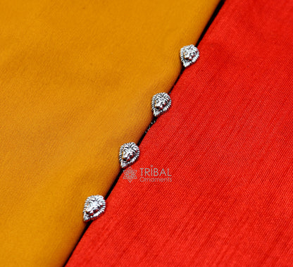 925 Sterling Silver lion face design set of 4 kurta Buttons for Fashion Perfection, silver cufflinks, cultural trendy jewelry btn36 - TRIBAL ORNAMENTS
