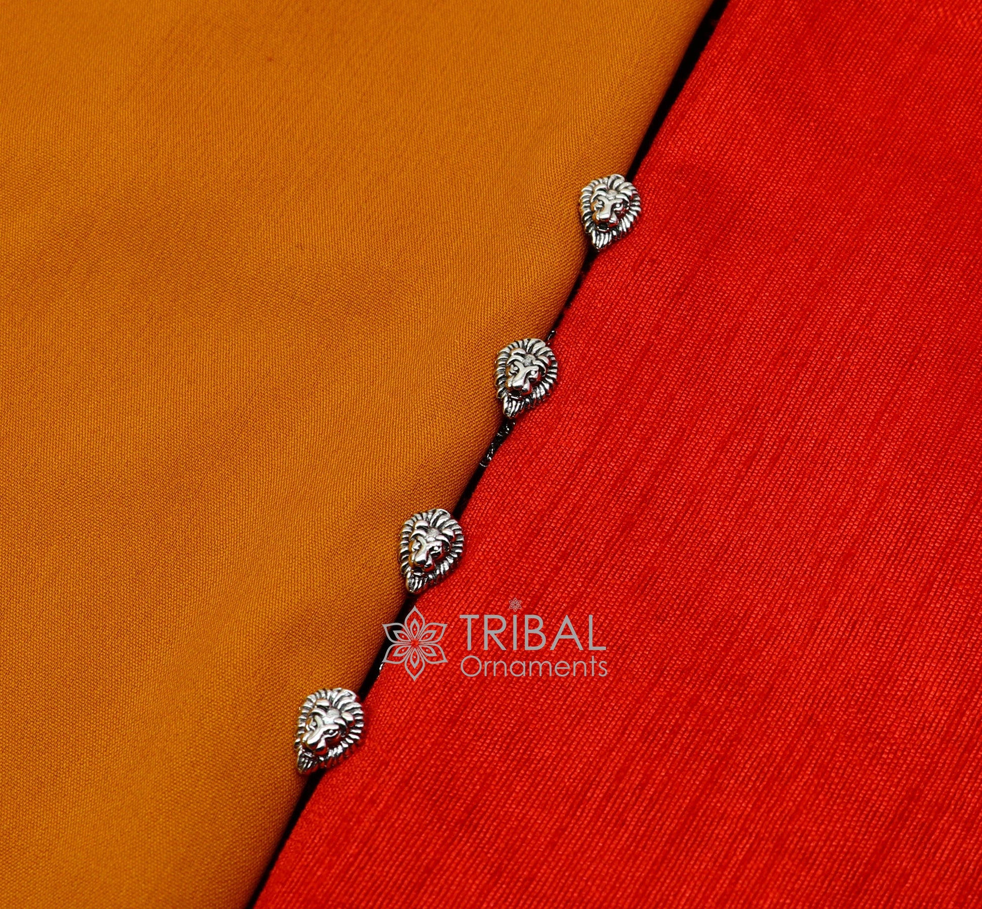 925 Sterling Silver lion face design set of 4 kurta Buttons for Fashion Perfection, silver cufflinks, cultural trendy jewelry btn36 - TRIBAL ORNAMENTS