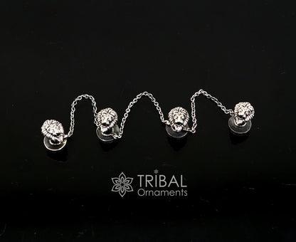 925 Sterling Silver lion face design set of 4 kurta Buttons for Fashion Perfection, silver cufflinks, cultural trendy jewelry btn36 - TRIBAL ORNAMENTS
