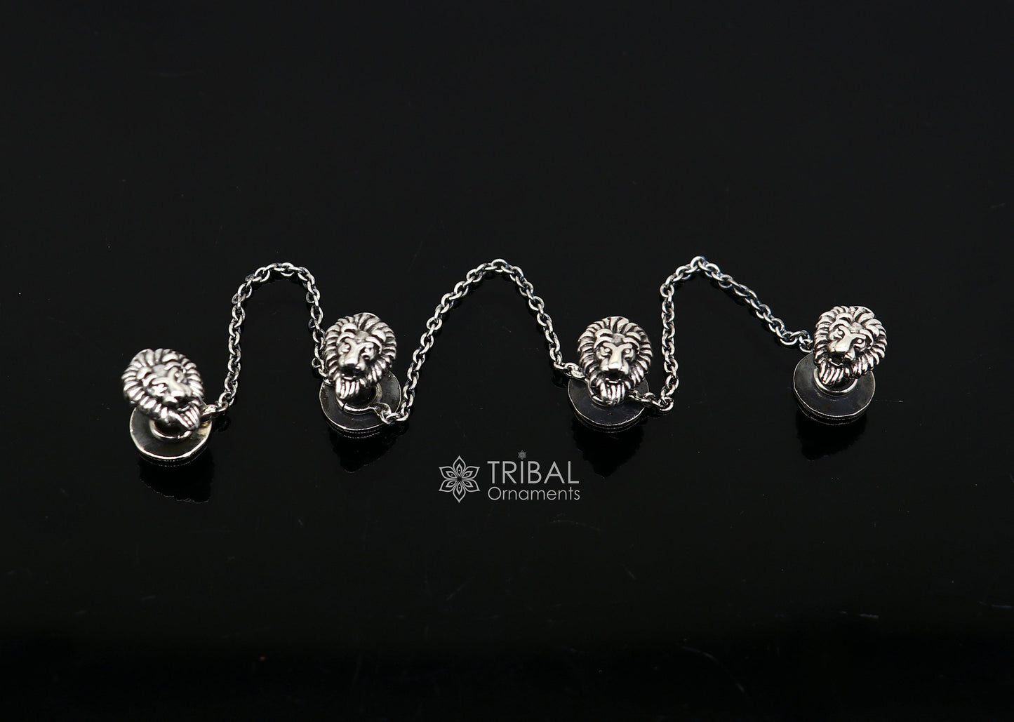 925 Sterling Silver lion face design set of 4 kurta Buttons for Fashion Perfection, silver cufflinks, cultural trendy jewelry btn36 - TRIBAL ORNAMENTS