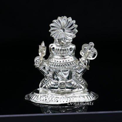 Sterling silver Lord Ganesh Idol, Pooja Articles, Hindu Silver Ganesha Idols handcrafted Lord Ganesh statue sculpture amazing gifting art551 - TRIBAL ORNAMENTS
