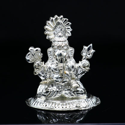 Sterling silver Lord Ganesh Idol, Pooja Articles, Hindu Silver Ganesha Idols handcrafted Lord Ganesh statue sculpture amazing gifting art551 - TRIBAL ORNAMENTS