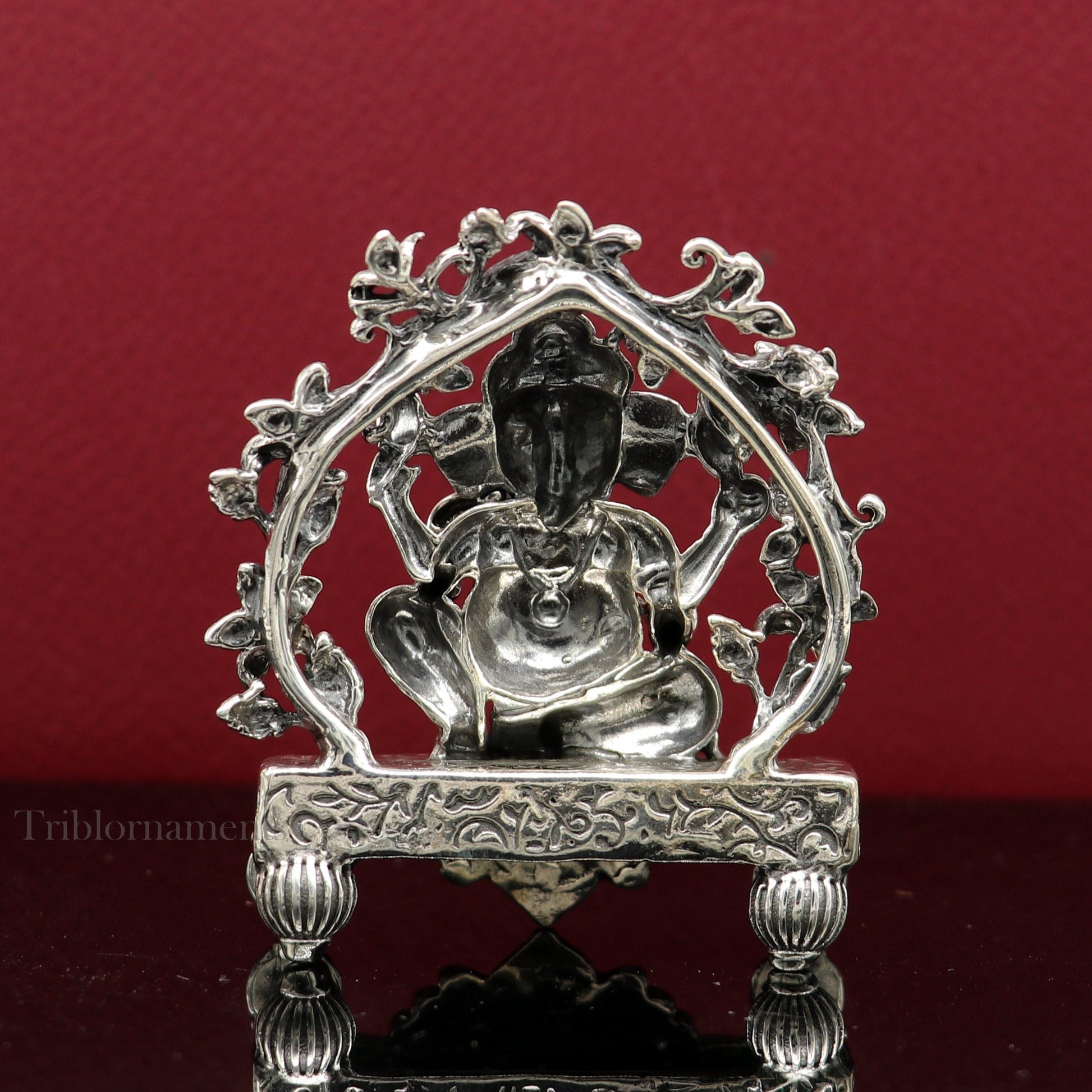 925 Sterling silver Lord Ganesh Idol, Pooja Articles, Indian Silver Idols, handcrafted Lord Ganesh statue sculpture amazing gifting art175 - TRIBAL ORNAMENTS