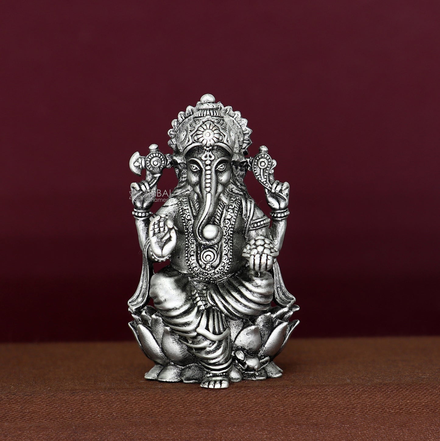 925 Sterling silver Lord Ganesh Idol, Pooja Articles, Silver Idols Figurine, handcrafted Ganesha statue sculpture Diwali puja gift art670 - TRIBAL ORNAMENTS