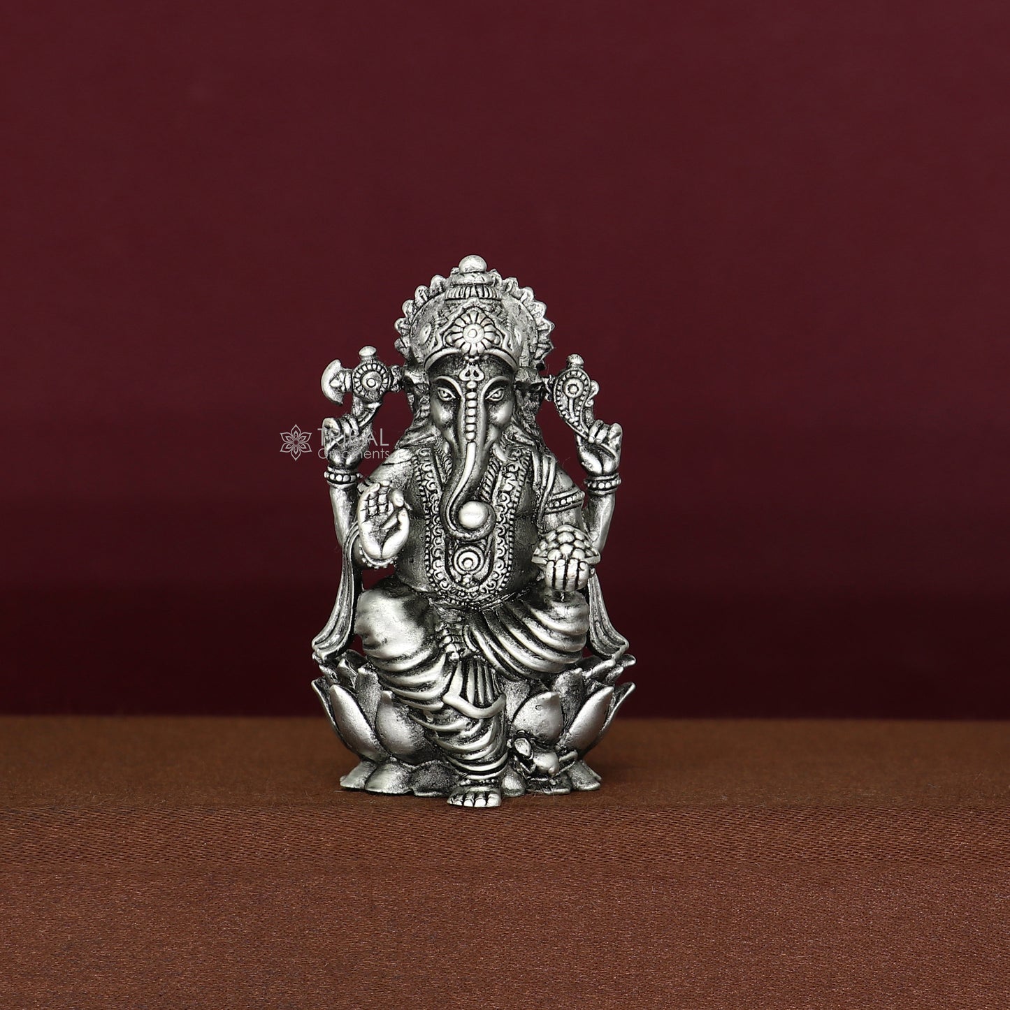 925 Sterling silver Lord Ganesh Idol, Pooja Articles, Silver Idols Figurine, handcrafted Ganesha statue sculpture Diwali puja gift art670 - TRIBAL ORNAMENTS