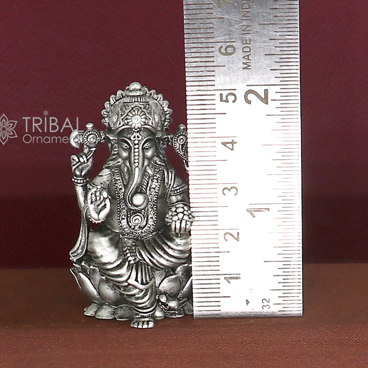 925 Sterling silver Lord Ganesh Idol, Pooja Articles, Silver Idols Figurine, handcrafted Ganesha statue sculpture Diwali puja gift art670 - TRIBAL ORNAMENTS