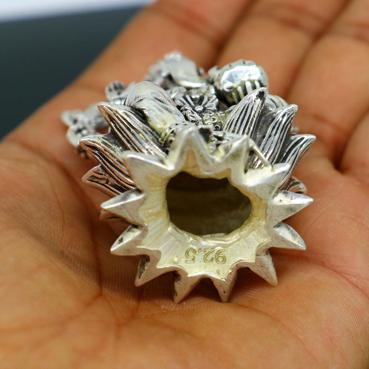 925 Sterling silver Lord Ganesh Idol, Pooja Articles, Silver Idols Figurine, handcrafted Lord Ganesh statue sculpture Diwali puja gift su212 - TRIBAL ORNAMENTS