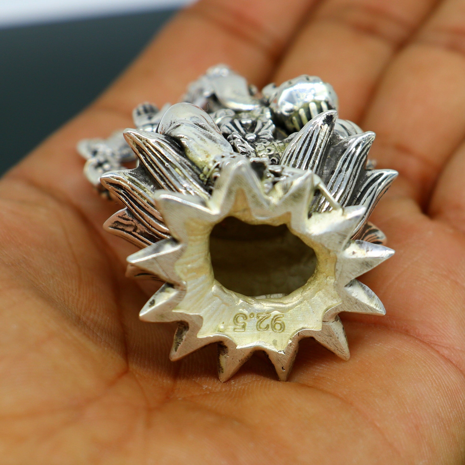 925 Sterling silver Lord Ganesh Idol, Pooja Articles, Silver Idols Figurine, handcrafted Lord Ganesh statue sculpture Diwali puja gift su212 - TRIBAL ORNAMENTS