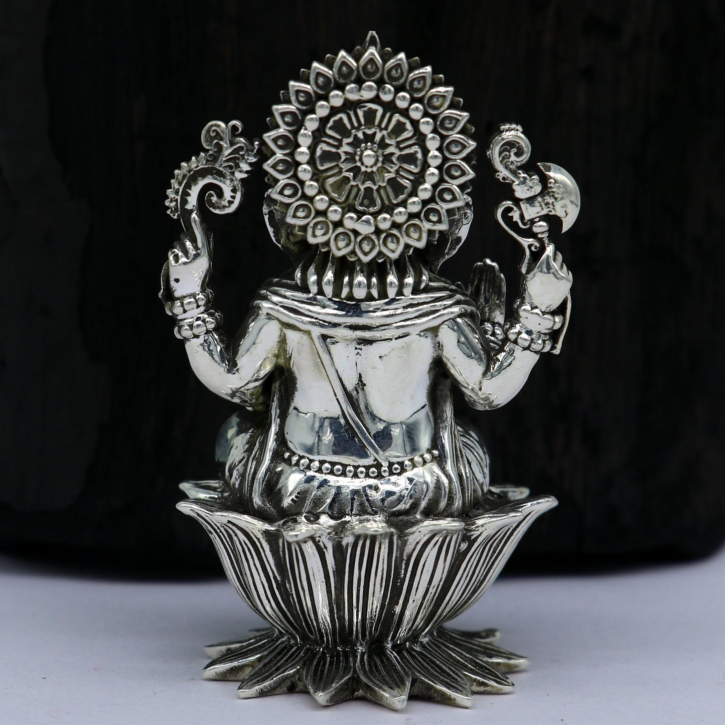925 Sterling silver Lord Ganesh Idol, Pooja Articles, Silver Idols Figurine, handcrafted Lord Ganesh statue sculpture Diwali puja gift su212 - TRIBAL ORNAMENTS