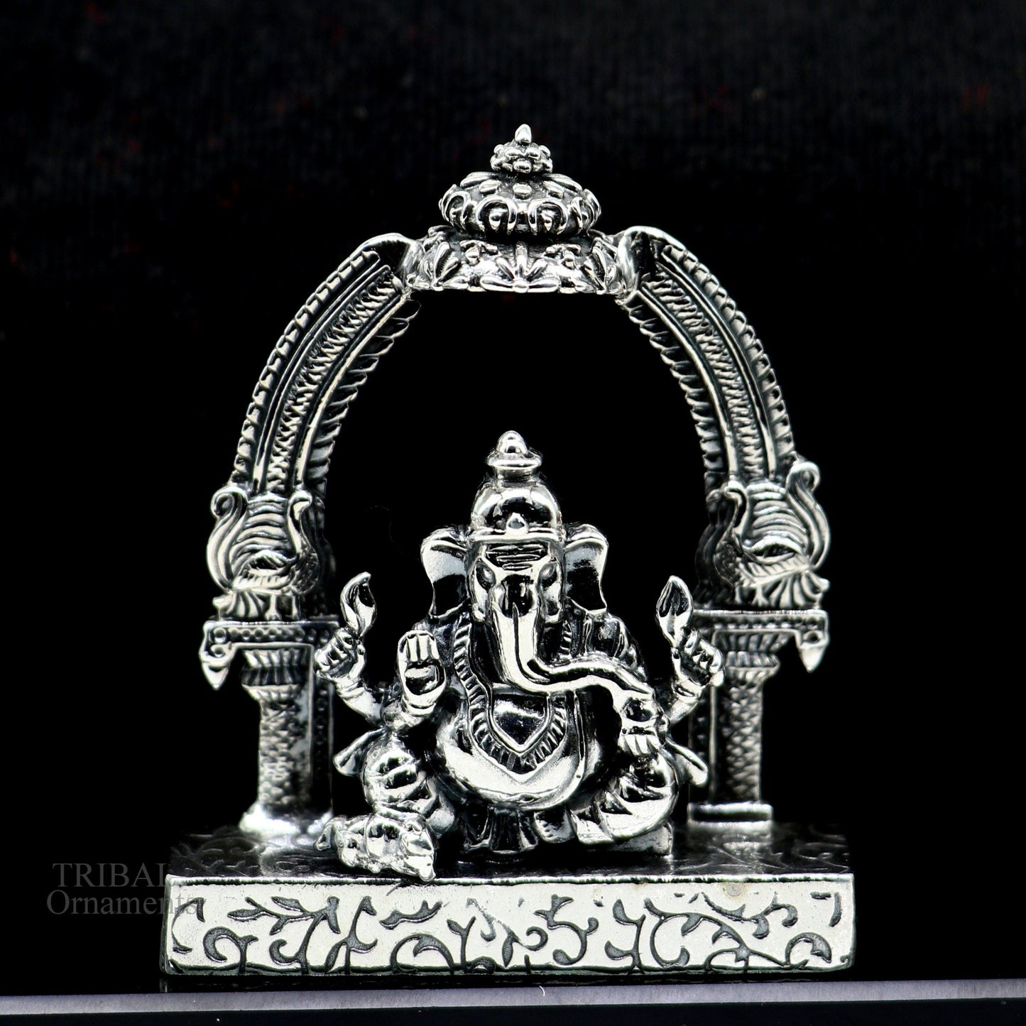925 Sterling silver Lord Ganesh Idol, Pooja Articles, Silver Idols Figurine, handcrafted Lord Ganesh statue sculpture Diwali puja gift su229 - TRIBAL ORNAMENTS