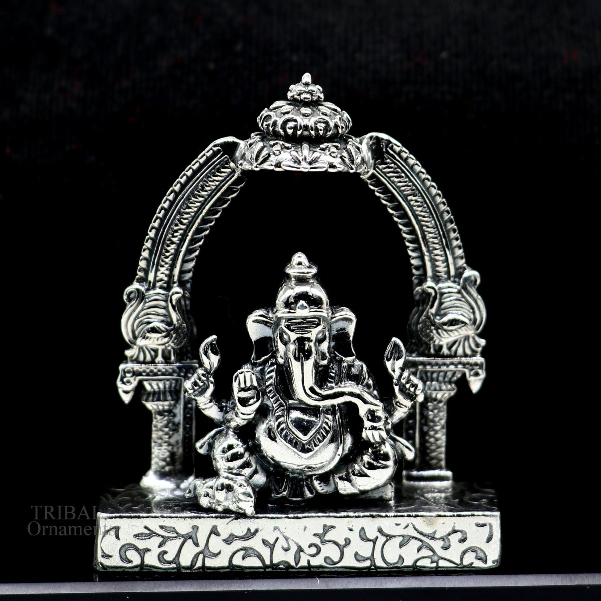 925 Sterling silver Lord Ganesh Idol, Pooja Articles, Silver Idols Figurine, handcrafted Lord Ganesh statue sculpture Diwali puja gift su229 - TRIBAL ORNAMENTS