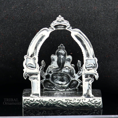 925 Sterling silver Lord Ganesh Idol, Pooja Articles, Silver Idols Figurine, handcrafted Lord Ganesh statue sculpture Diwali puja gift su229 - TRIBAL ORNAMENTS