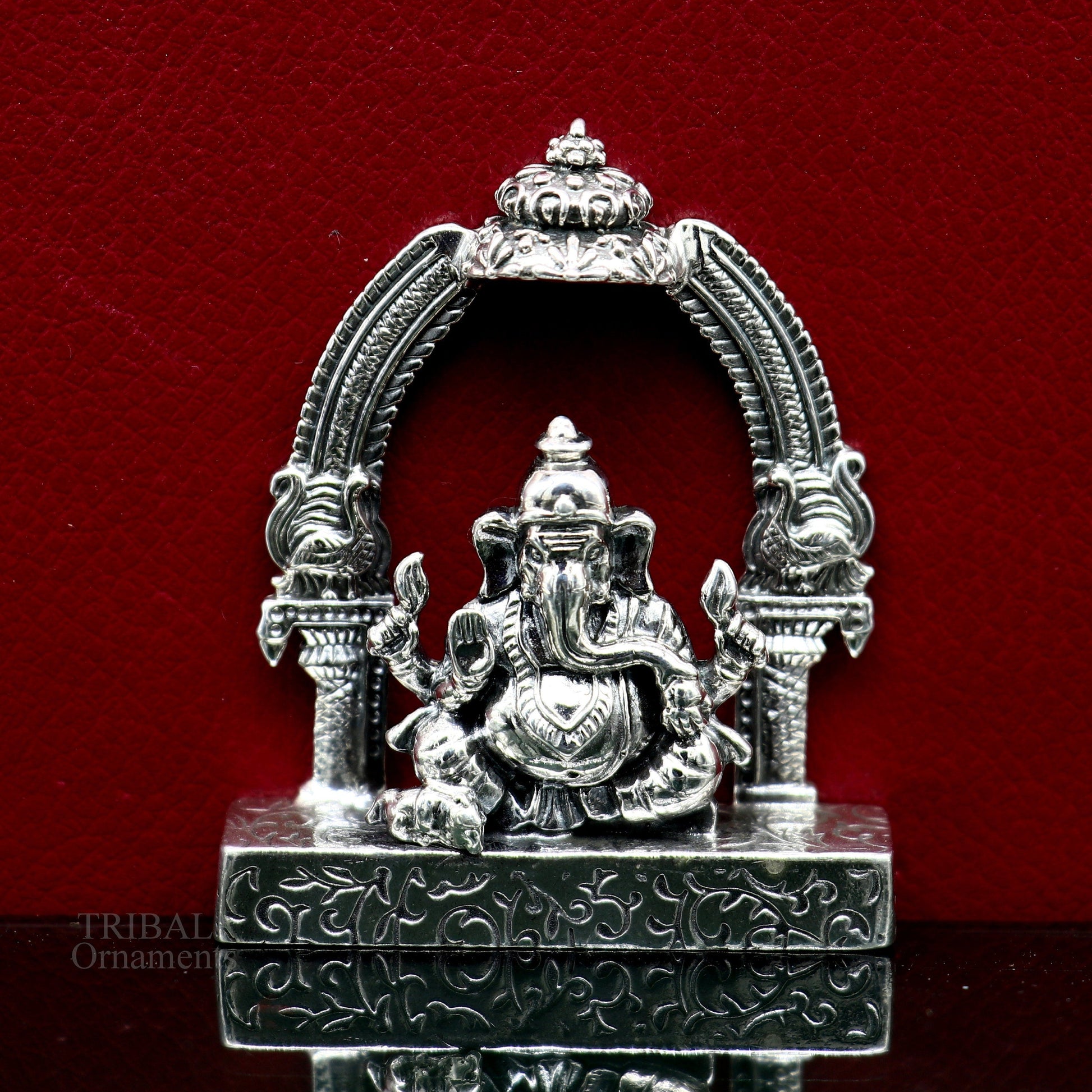 925 Sterling silver Lord Ganesh Idol, Pooja Articles, Silver Idols Figurine, handcrafted Lord Ganesh statue sculpture Diwali puja gift su229 - TRIBAL ORNAMENTS