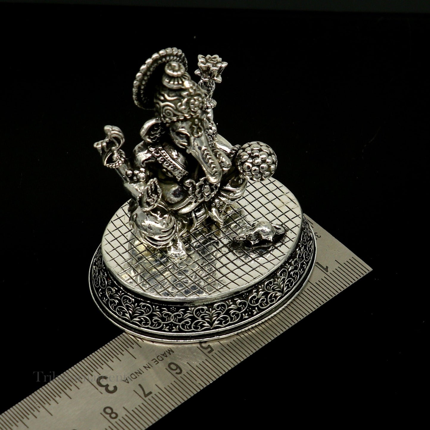 925 Sterling silver Lord Ganesh Idol, Pooja Articles, Silver Idols Figurine, handcrafted Lord Ganesh statue sculpture gifting art art218 - TRIBAL ORNAMENTS