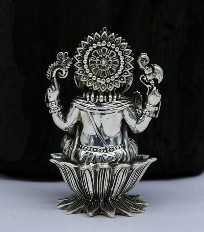 925 Sterling silver Lord Ganesh Idol, Pooja Articles, Silver Idols Figurine, handcrafted Lord Ganesh statue sculpture gifting art su212 - TRIBAL ORNAMENTS