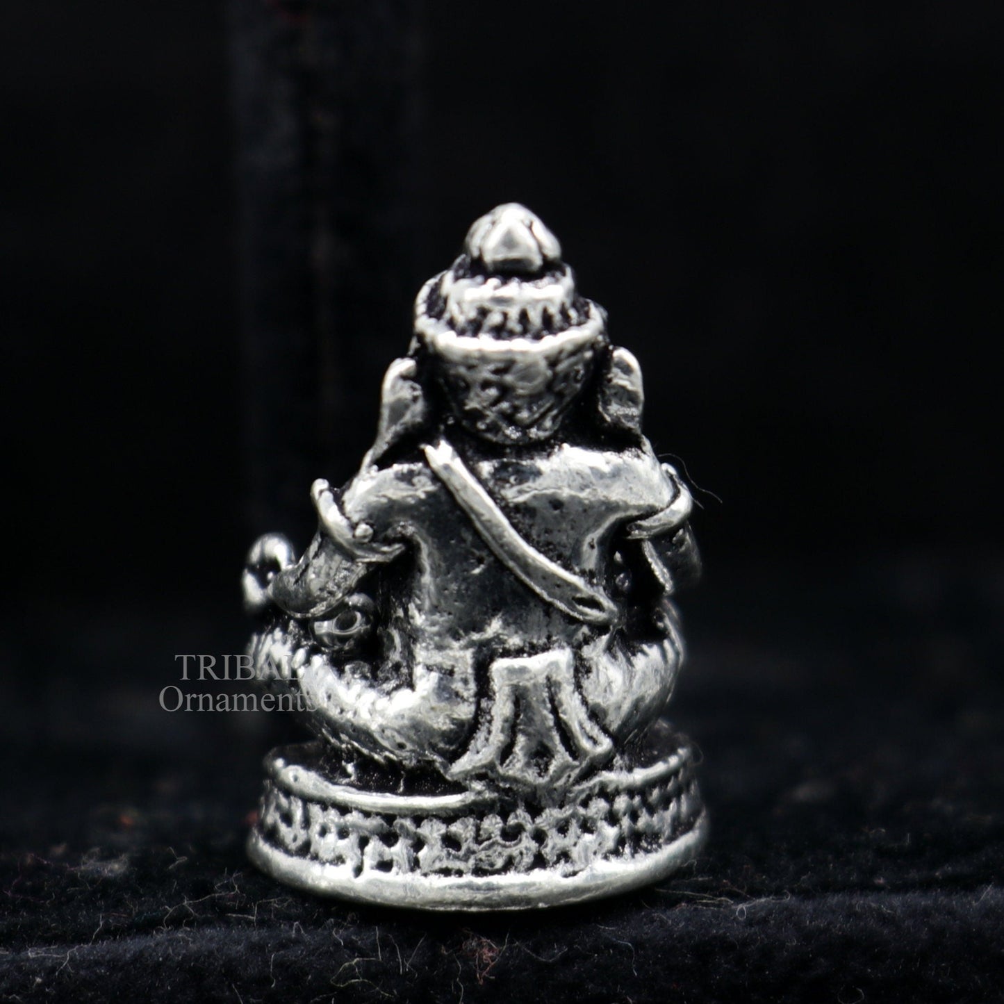 925 Sterling silver Lord Ganesh Idol small Aasan mudra style statue Figurine, handcrafted Lord Ganesh statue sculpture puja article art506 - TRIBAL ORNAMENTS