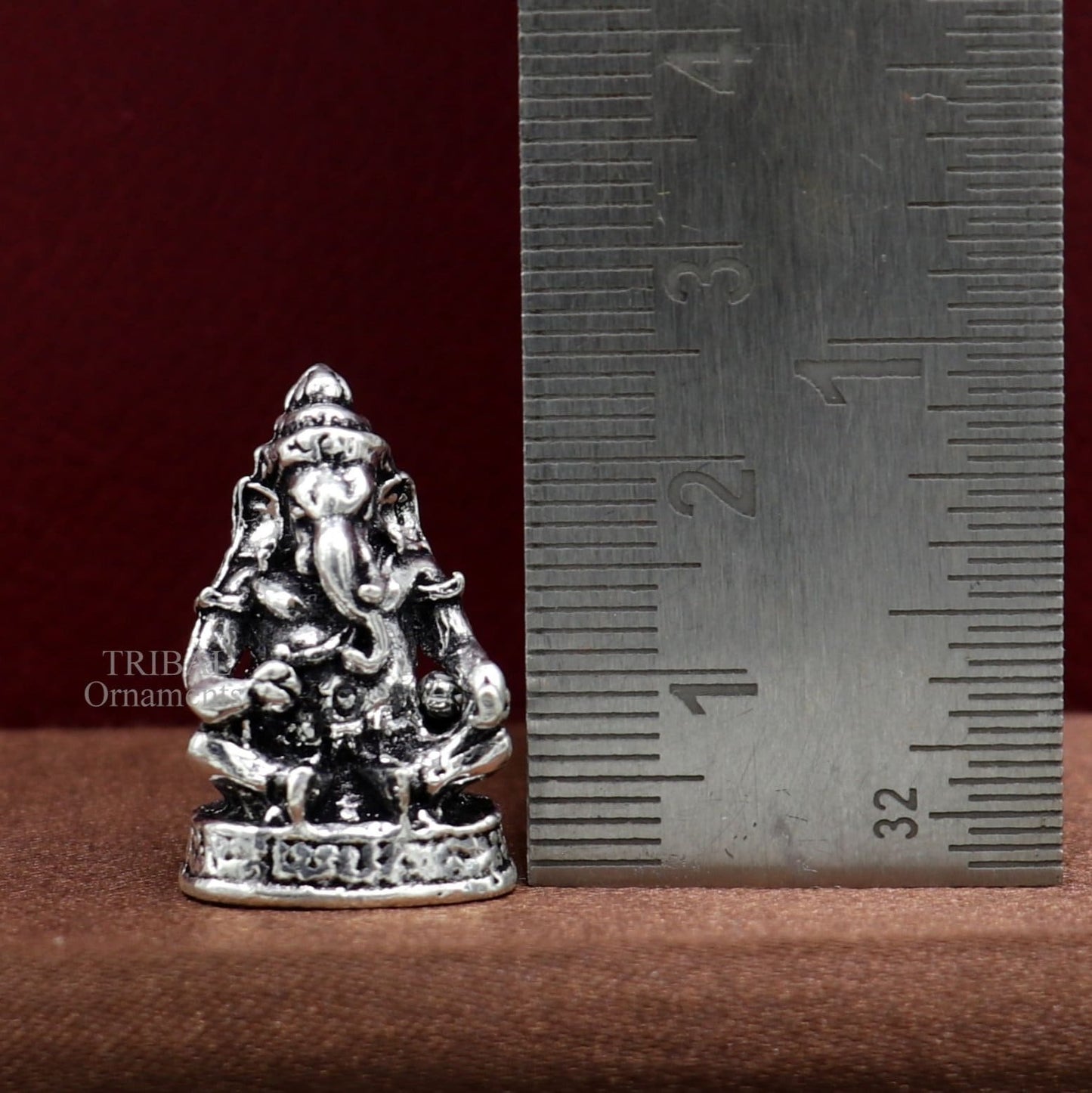925 Sterling silver Lord Ganesh Idol small Aasan mudra style statue Figurine, handcrafted Lord Ganesh statue sculpture puja article art506 - TRIBAL ORNAMENTS