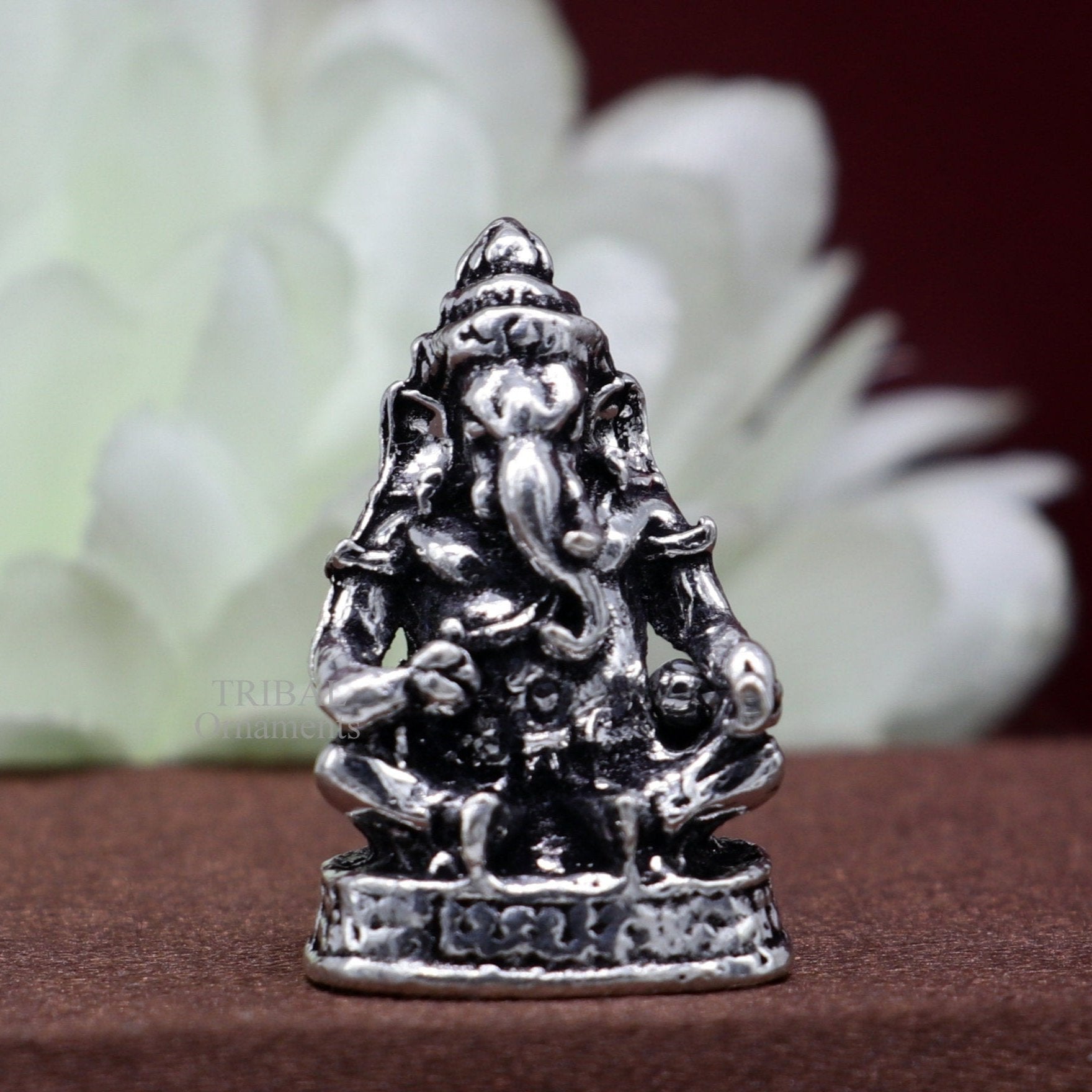 925 Sterling silver Lord Ganesh Idol small Aasan mudra style statue Figurine, handcrafted Lord Ganesh statue sculpture puja article art506 - TRIBAL ORNAMENTS