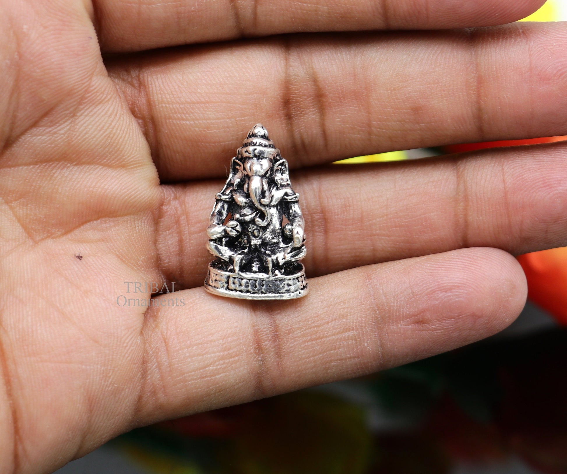 925 Sterling silver Lord Ganesh Idol small Aasan mudra style statue Figurine, handcrafted Lord Ganesh statue sculpture puja article art506 - TRIBAL ORNAMENTS